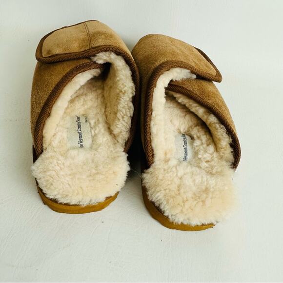 Vermont Country Store Slippers 72421 Chestnut Leather Upper Brown Scuffs Sz 10 - Picture 7 of 12